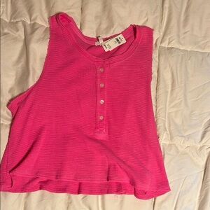 Aerie Pink Sleeveless Polo Crop Tank